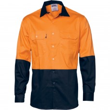 HiVis Two Tone Cotton Drill Shirt - Long Sleeve